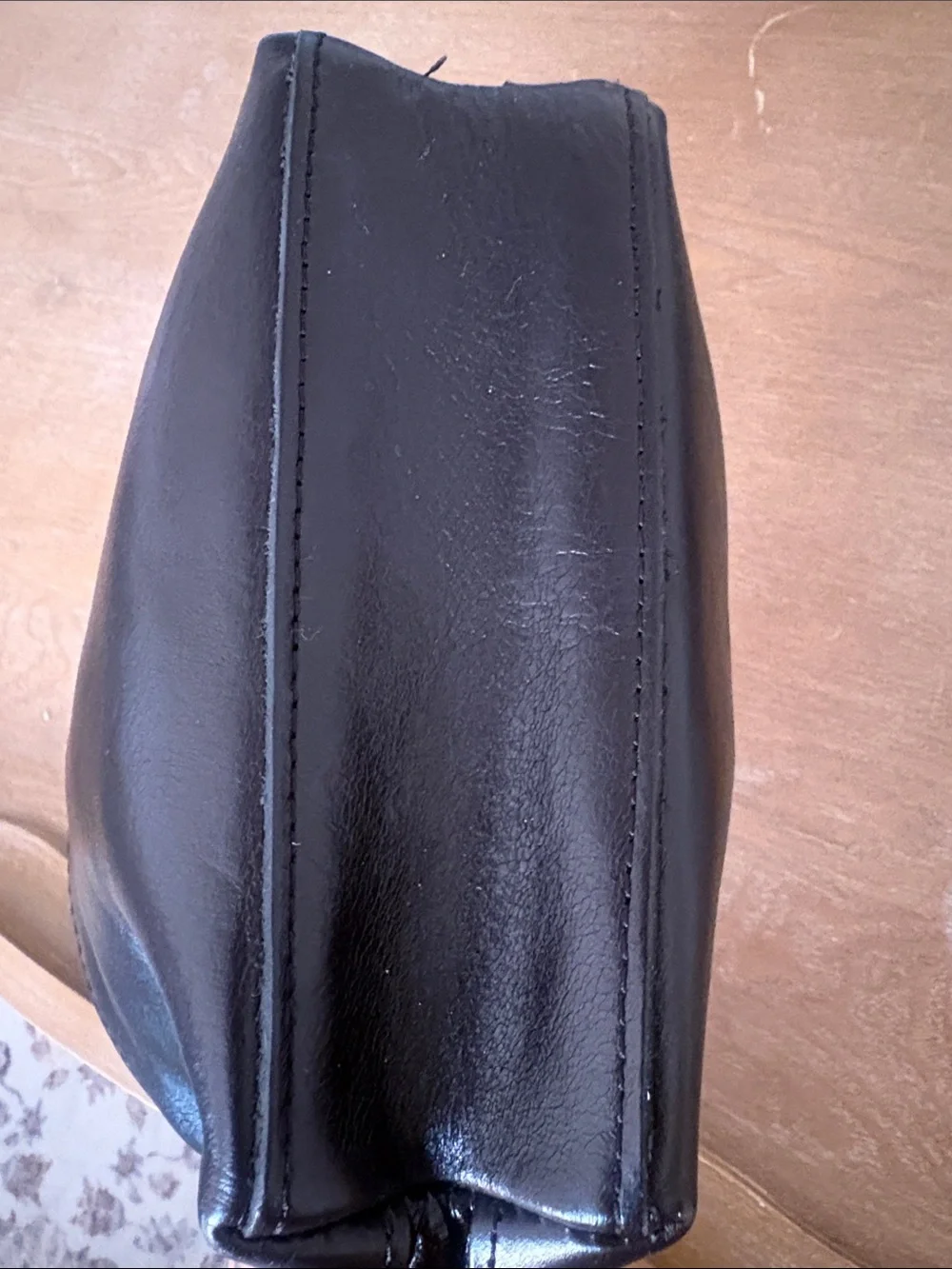 Patricia Nash Black Leather Crescent Zip Pouch